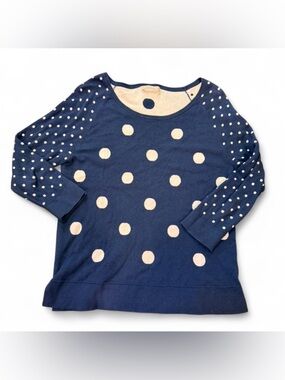 Banana Republic Navy and White Polka Dot Crew Sweater